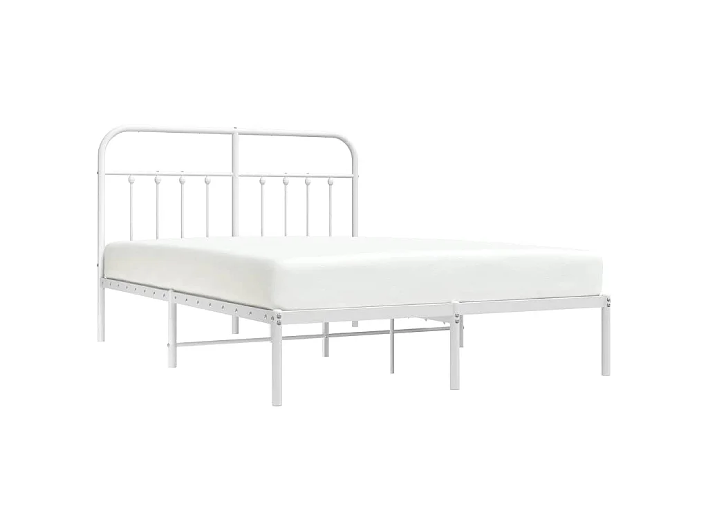 Cadre de lit métal sans matelas et tête de lit blanc 140x200 cm