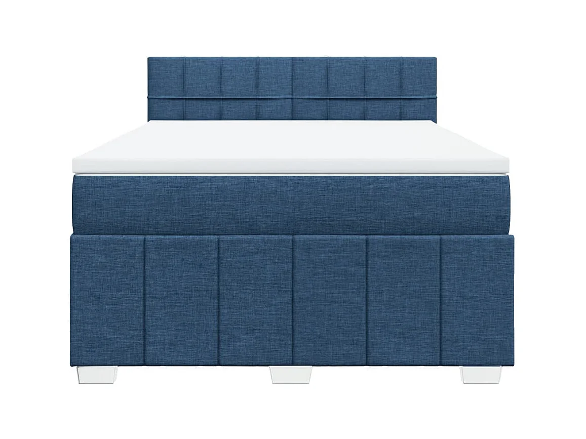 Boxspringbett mit Matratze Blau 140x200 cm Stoff