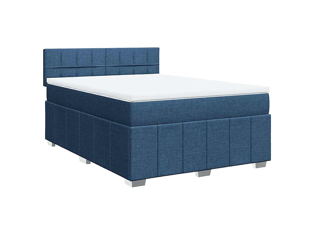 Cama com molas/colchão 140x200 cm tecido azul