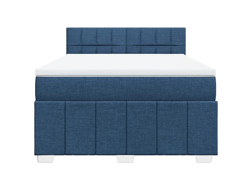 Cama com molas/colchão 140x200 cm tecido azul