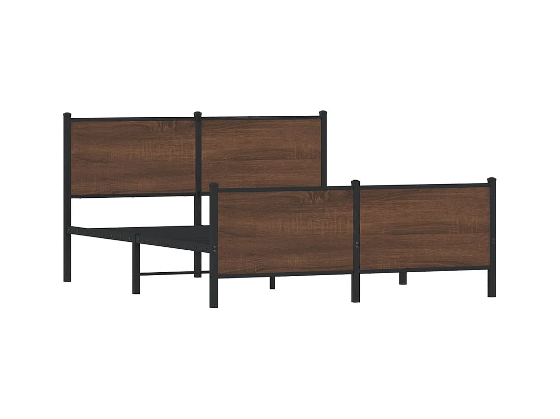 Cadre de lit en métal sans matelas chêne marron 140x200 cm