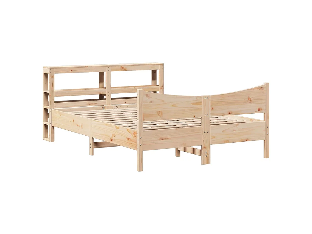 Estrutura cama c/ cabeceira 140x190 cm pinho maciço