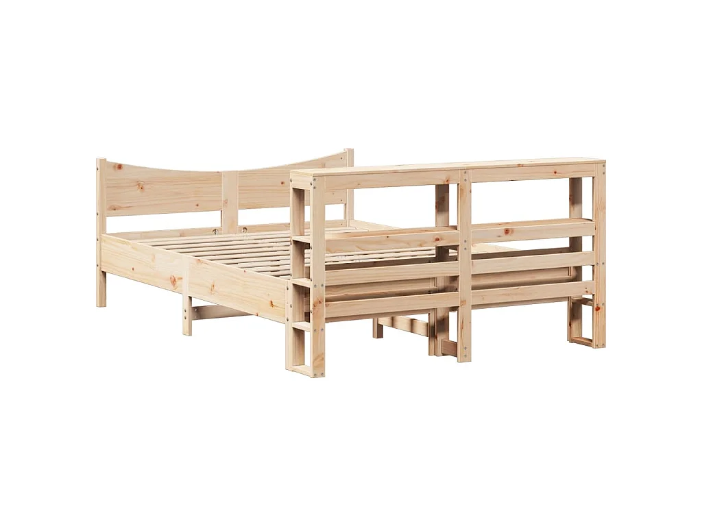 Estrutura cama c/ cabeceira 140x190 cm pinho maciço
