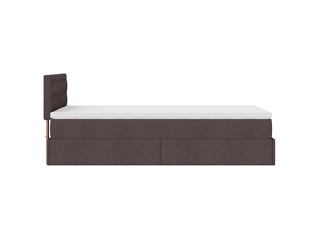 Lit ottoman avec matelas marron foncé 90x200 cm tissu