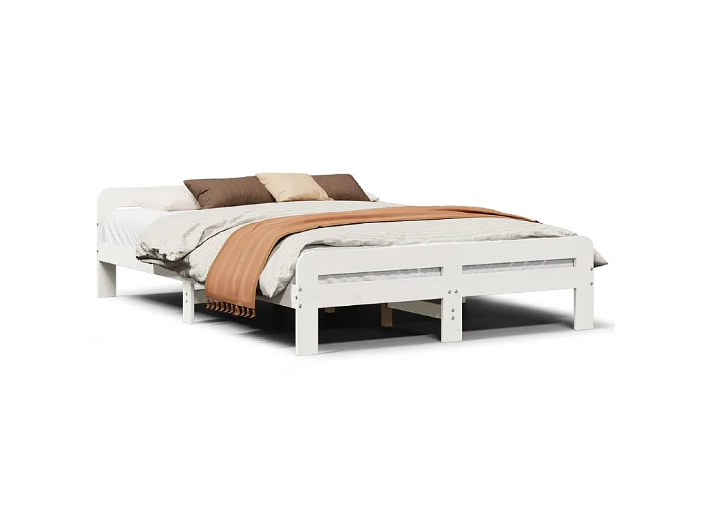 Bedframe zonder matras massief grenenhout wit 140x190 cm