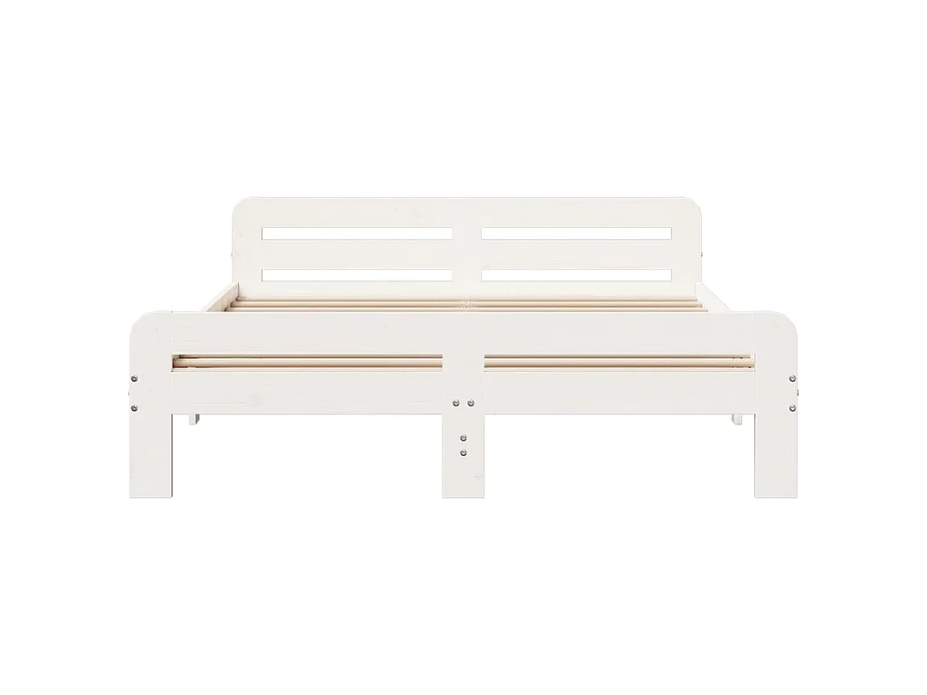 Bedframe zonder matras massief grenenhout wit 140x190 cm