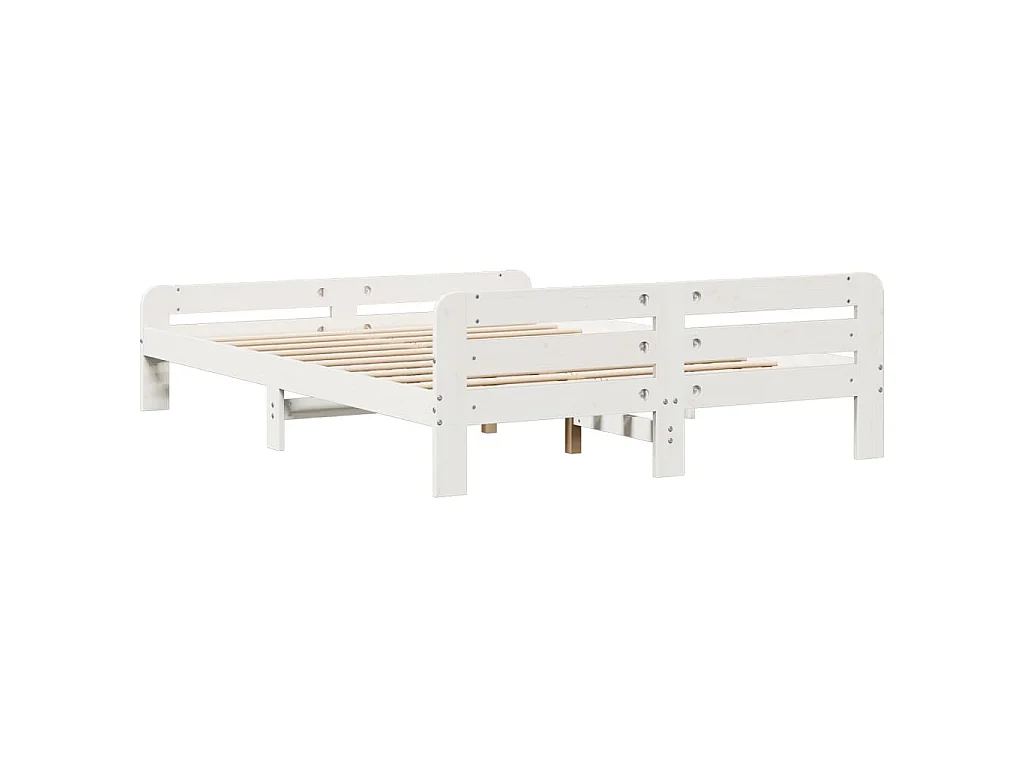 Bedframe zonder matras massief grenenhout wit 140x190 cm