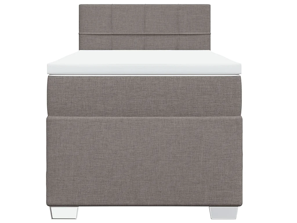 Cama box spring con colchón tela gris taupe 90x200 cm