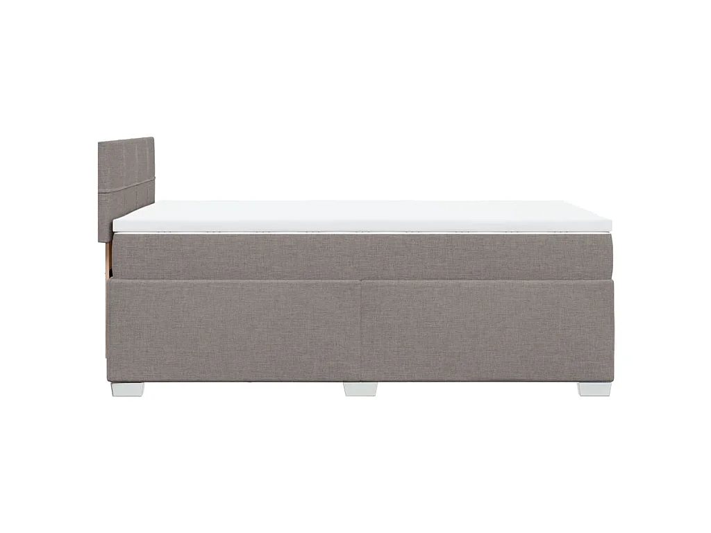 Cama box spring con colchón tela gris taupe 90x200 cm