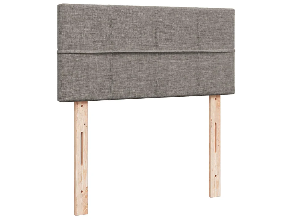 Cama box spring con colchón tela gris taupe 90x200 cm