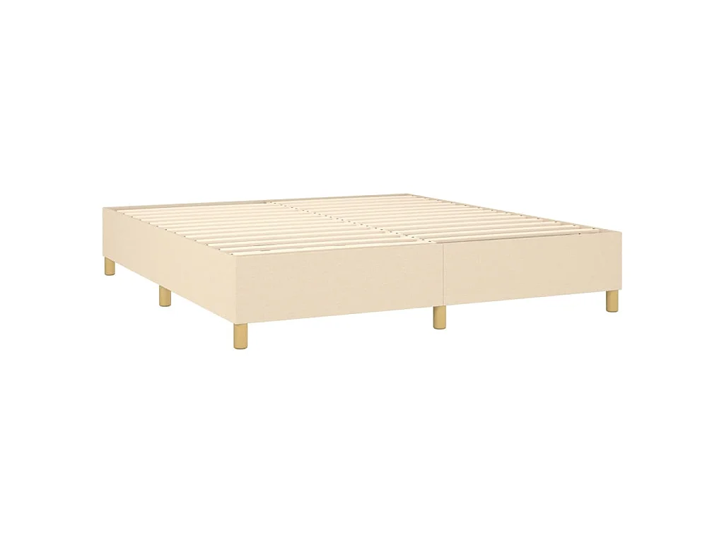 Sommier à lattes de lit et matelas et LED Crème 180x200cm Tissu