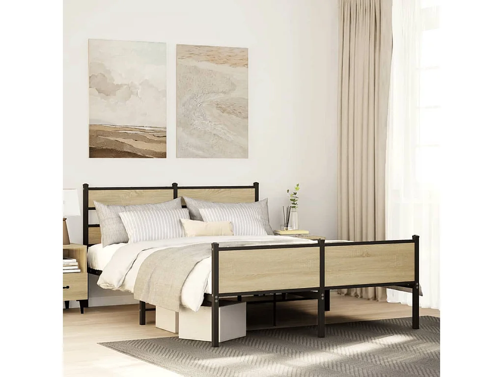 Cadre de lit sans matelas chêne sonoma 140x190 cm