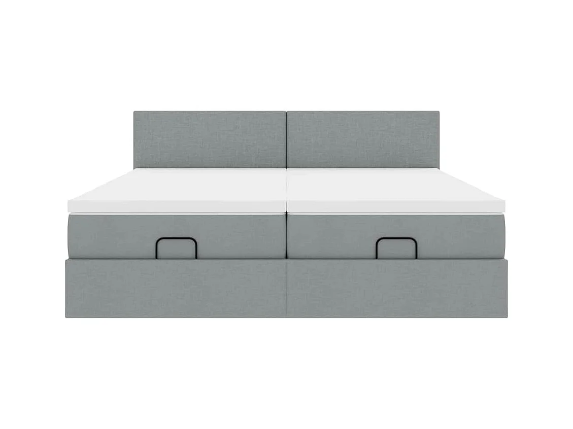 Cadre de lit ottoman et matelas gris clair 160x200cm tissu