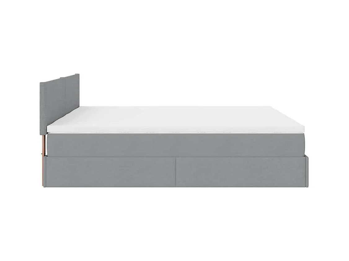 Cadre de lit ottoman et matelas gris clair 160x200cm tissu