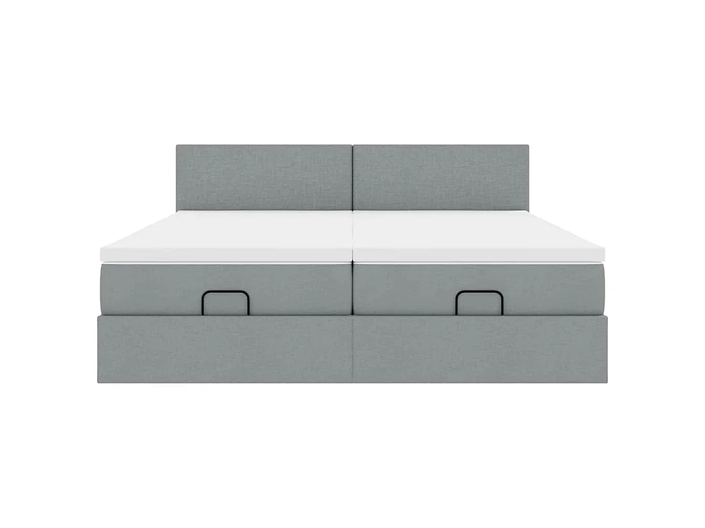 Ottoman-Bett mit Matratzen Hellgrau 160x200 cm Stoff