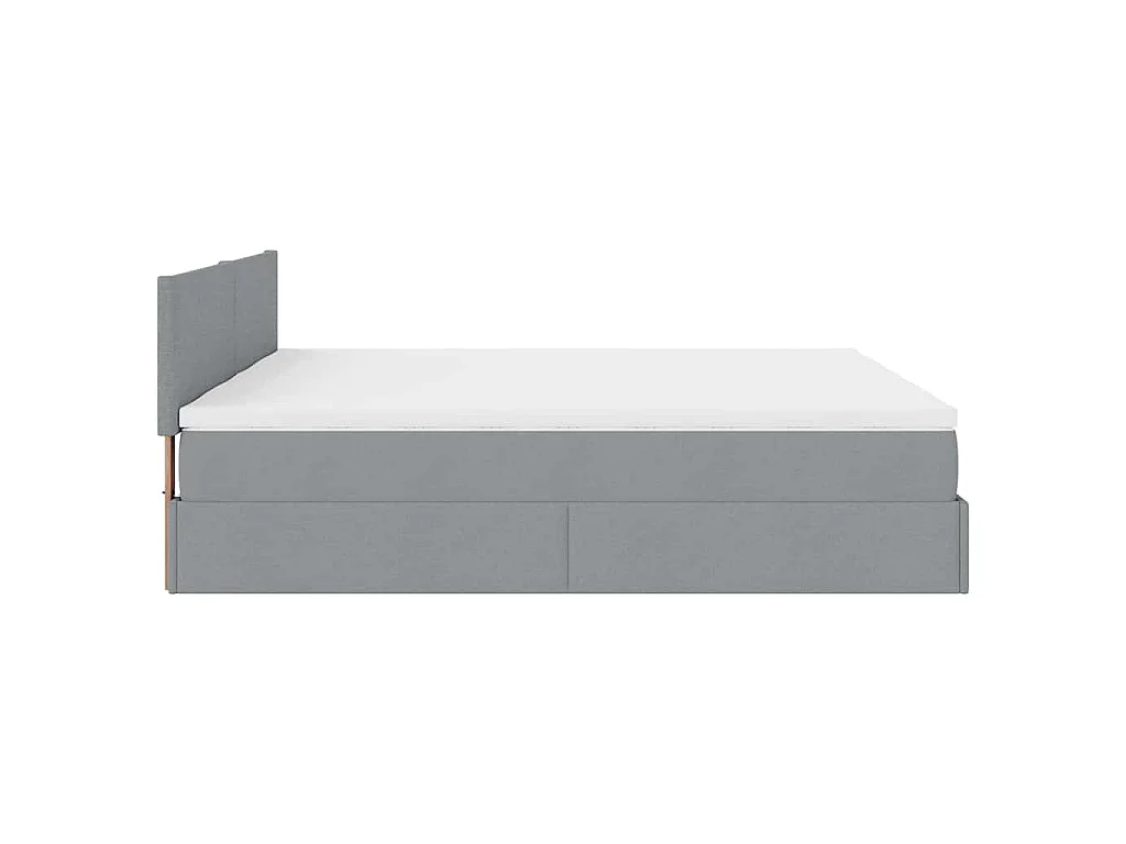 Ottoman-Bett mit Matratzen Hellgrau 160x200 cm Stoff