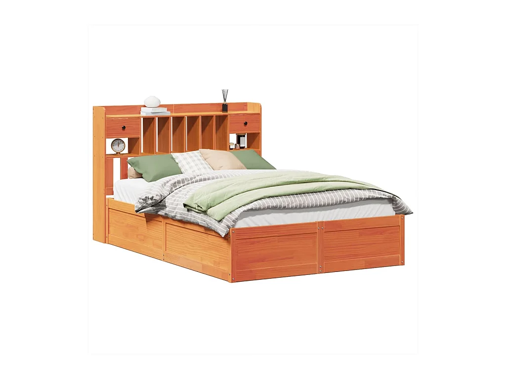 Cadre de lit sans matelas cire marron 160x200cm bois pin massif