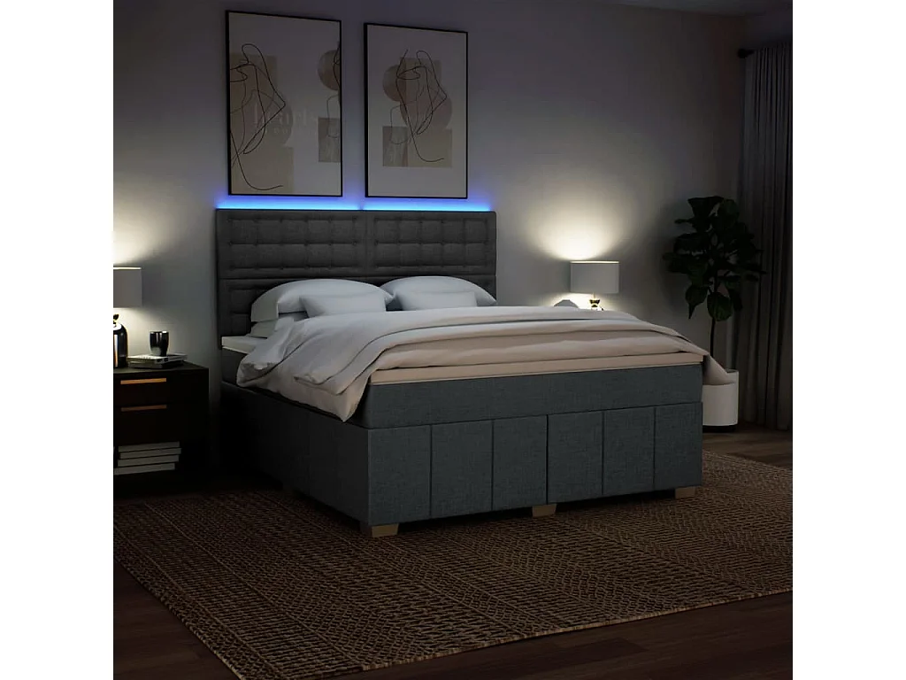 Boxspring met matras stof donkergrijs 180x200 cm