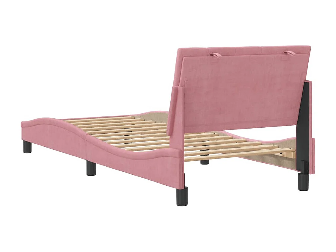 Bedframe zonder matras "Hanko" fluweel roze 90x200 cm