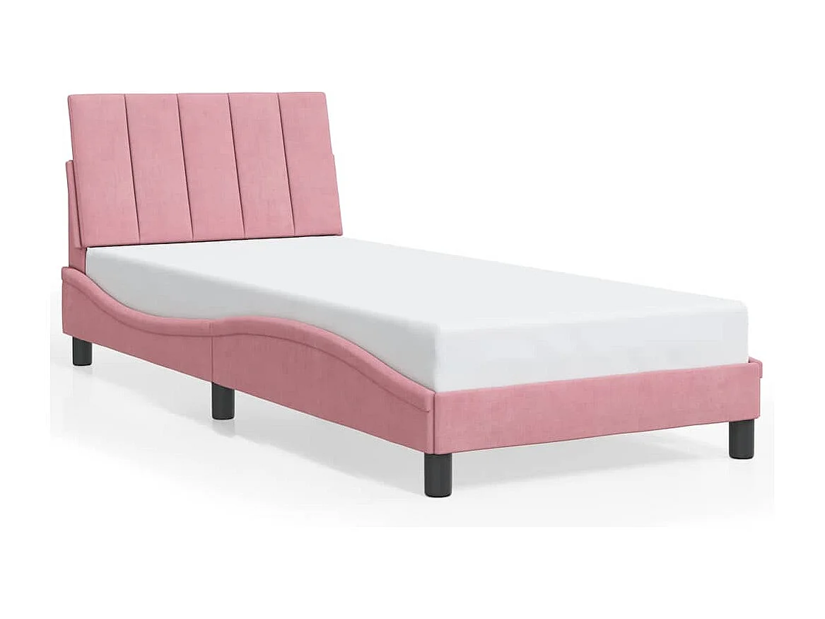 Cadre de lit sans matelas Hanko rose 90x200 cm velours