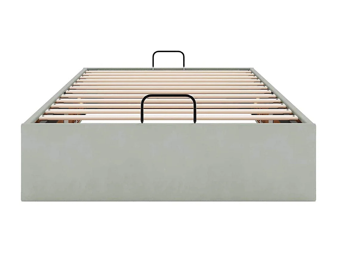 Cadre de lit ottoman sans matelas gris clair 90x190 cm velours
