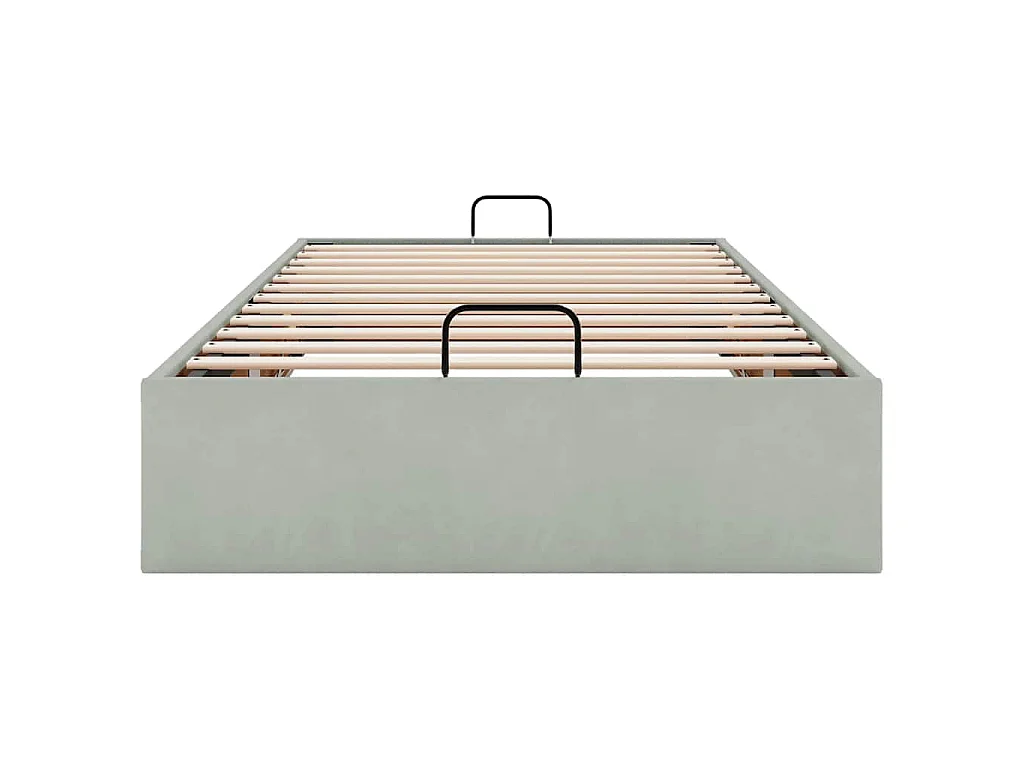 Cadre de lit ottoman sans matelas gris clair 90x190 cm velours