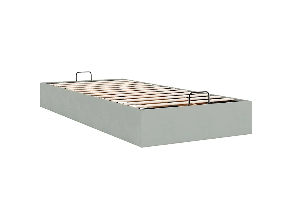 Cadre de lit ottoman sans matelas gris clair 90x190 cm velours