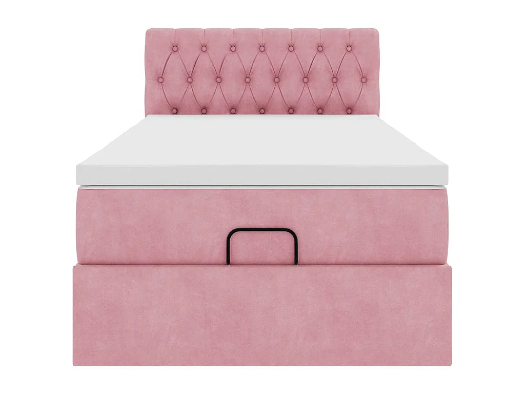 Ottoman bed met matras 100x200 cm fluweel roze