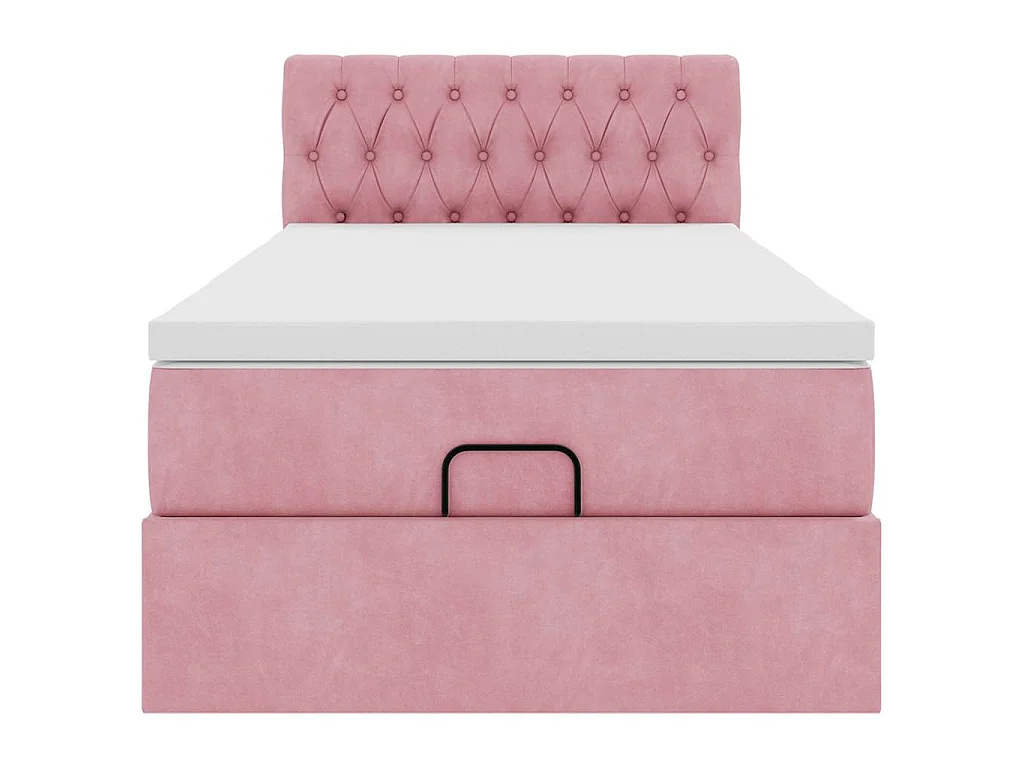 Ottoman bed met matras 100x200 cm fluweel roze