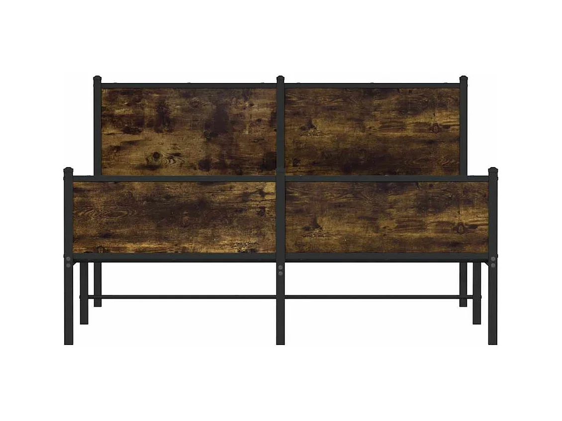 Cadre de lit en métal sans matelas chêne fumé 140x200 cm