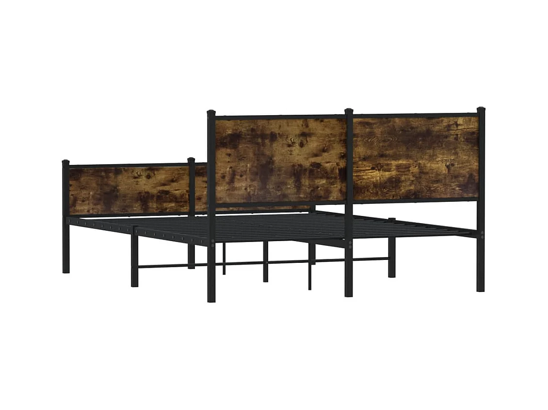 Cadre de lit en métal sans matelas chêne fumé 140x200 cm