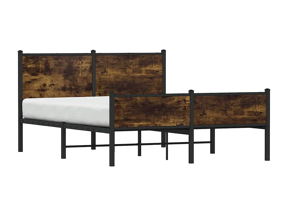 Cadre de lit en métal sans matelas chêne fumé 140x200 cm
