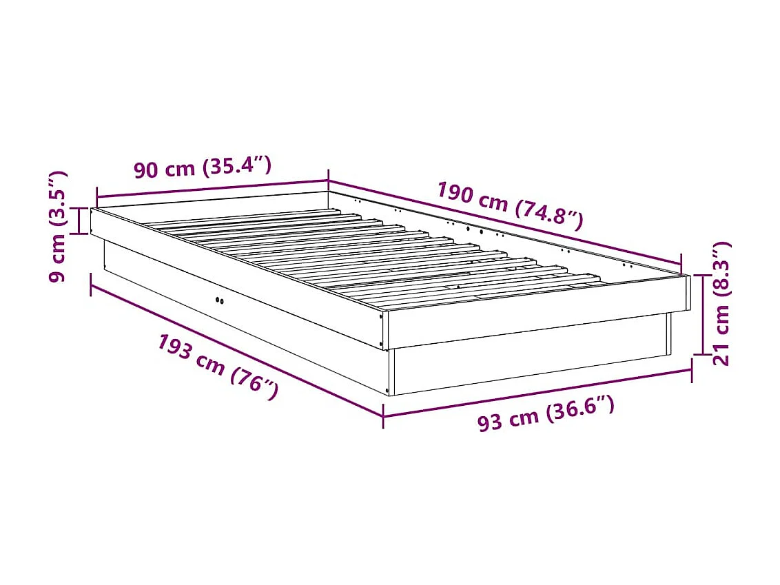 Bedframe zonder matras 90x190 cm massief eikenhout