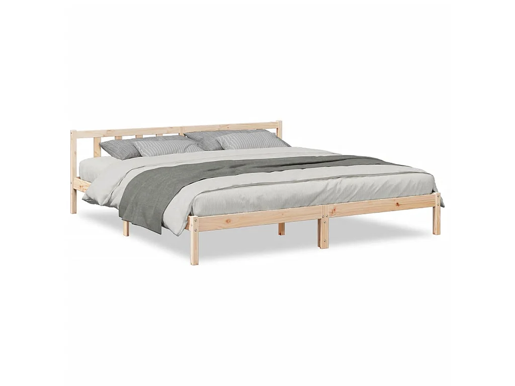 Letto Extra Lungo senza Materasso 180x220 cm in Legno di Pino