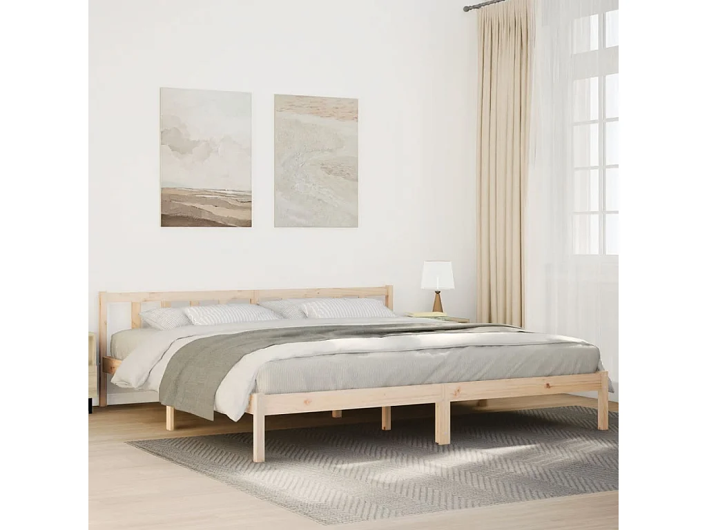 Letto Extra Lungo senza Materasso 180x220 cm in Legno di Pino