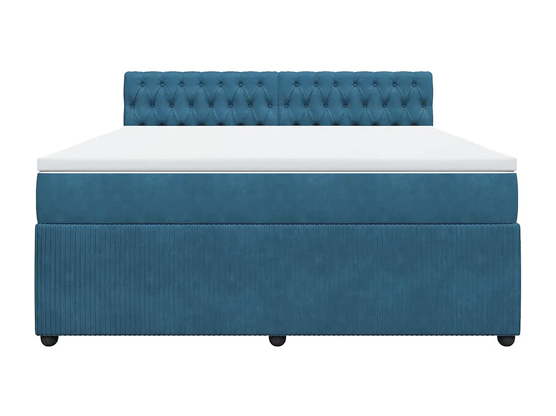 Sommier à lattes de lit et matelas bleu 180x200 cm velours