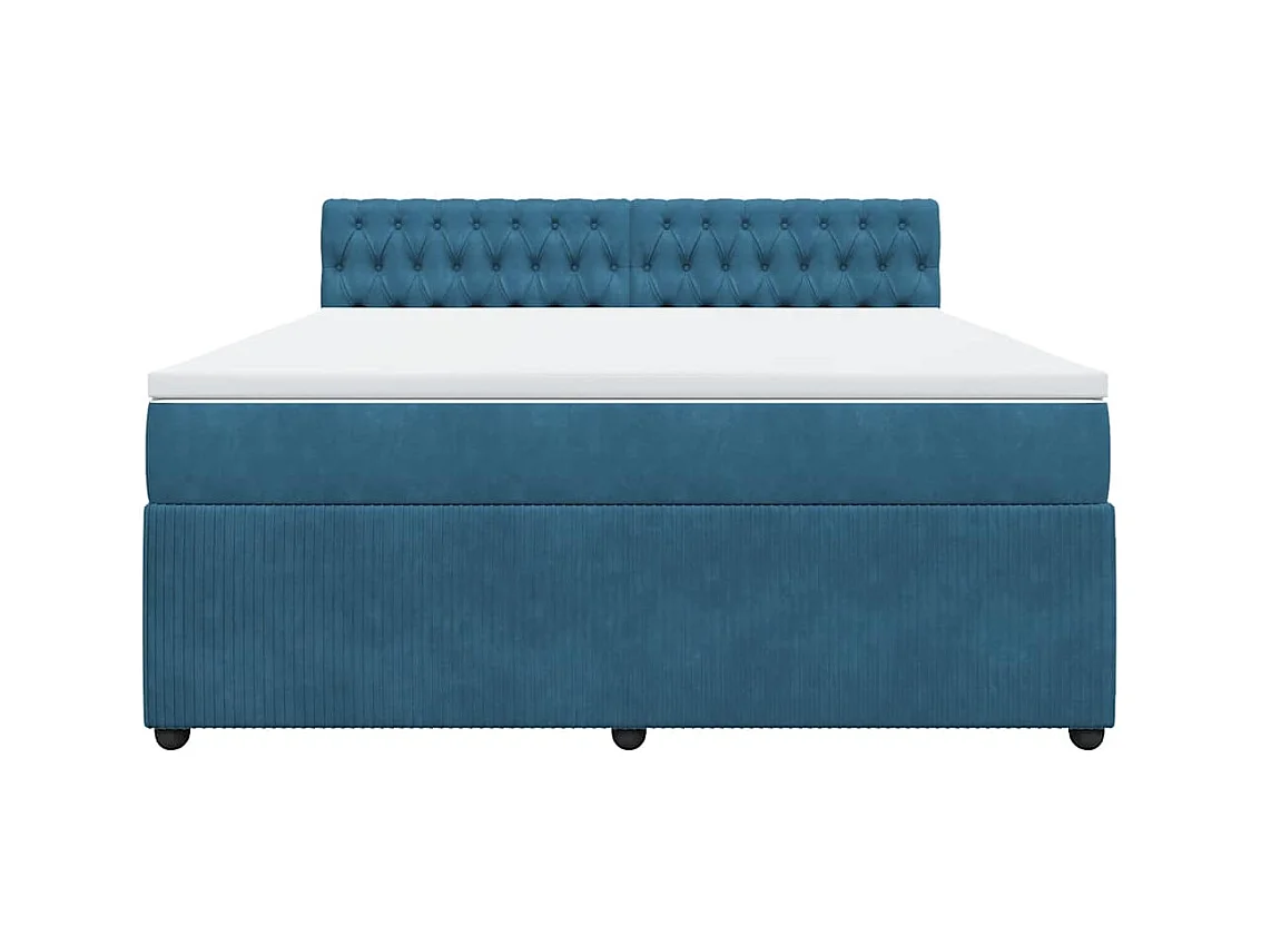 Sommier à lattes de lit et matelas bleu 180x200 cm velours