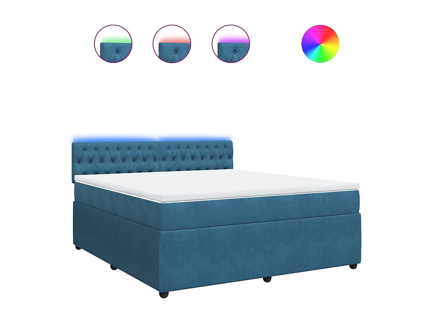 Boxspringbett mit Matratze Blau 180x200 cm Samt