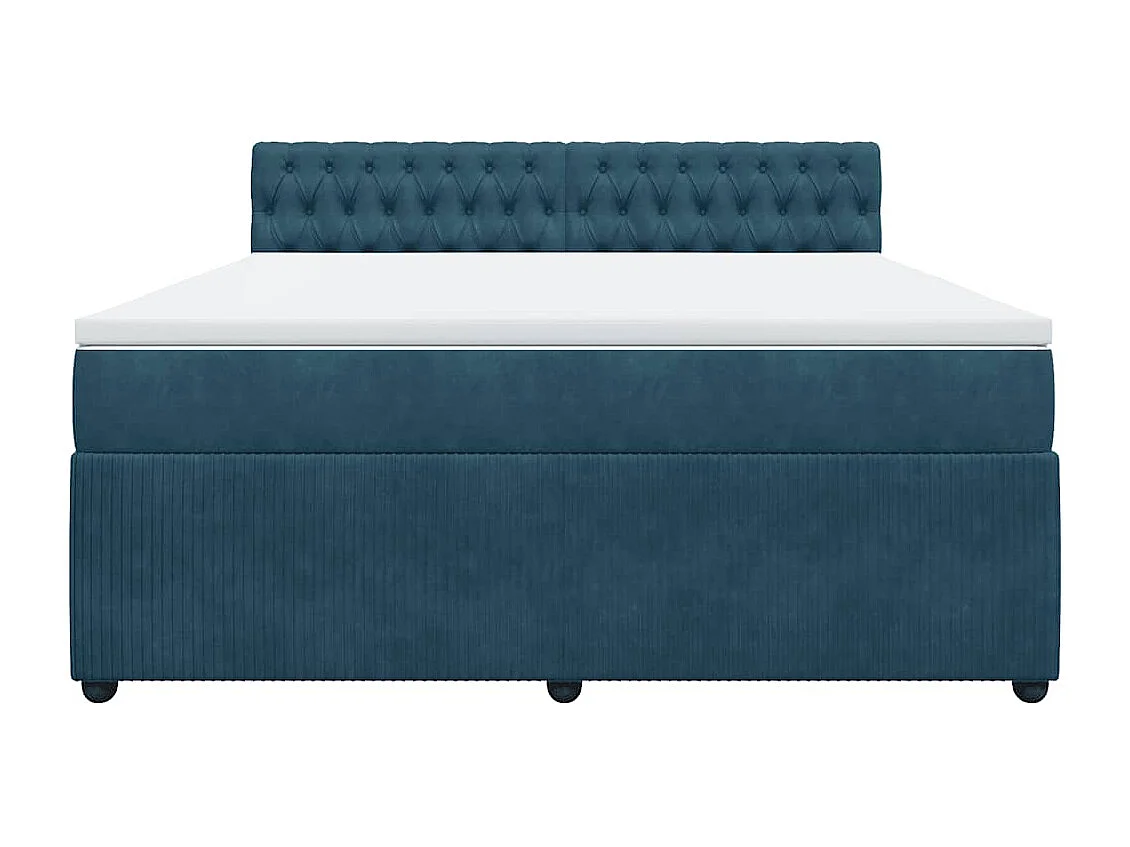 Sommier à lattes de lit et matelas bleu 180x200 cm velours