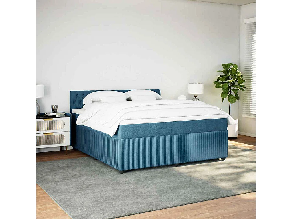 Boxspring met matras fluweel blauw 180x200 cm