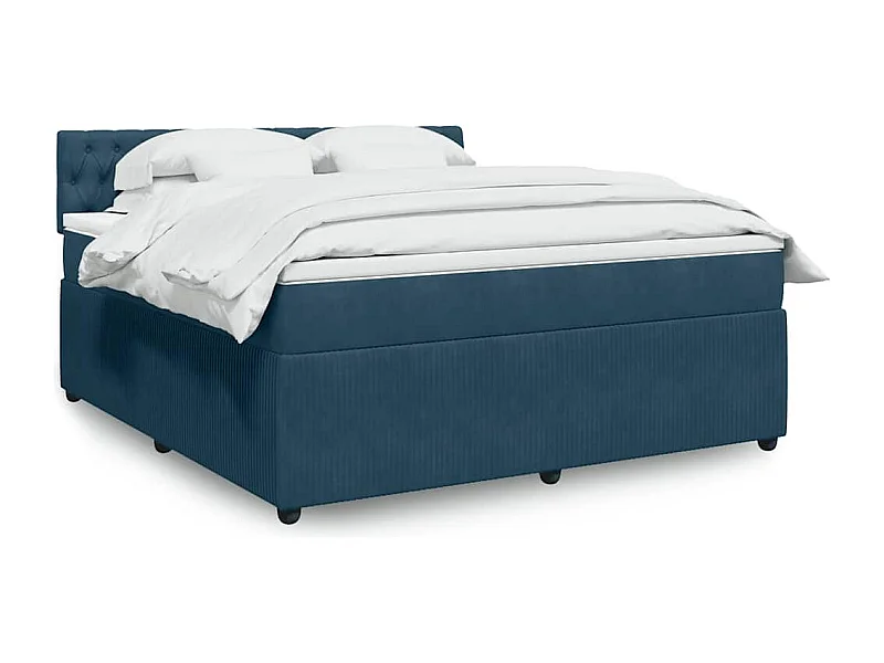 Boxspring met matras fluweel blauw 180x200 cm