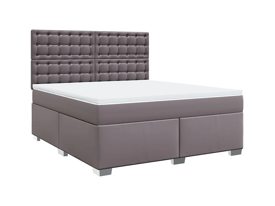 Boxspringbett mit Matratze Grau 180x200 cm Kunstleder