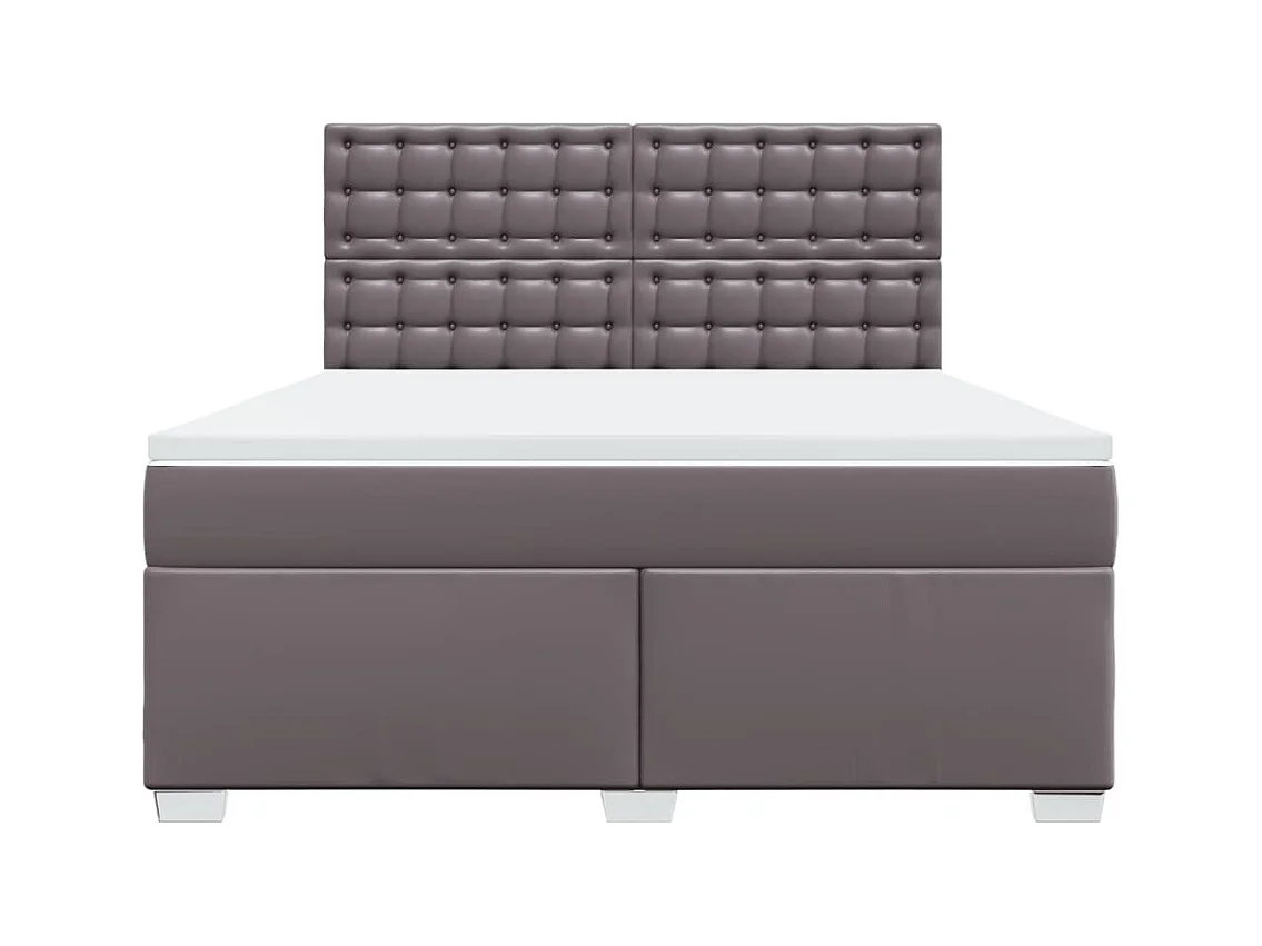 Boxspringbett mit Matratze Grau 180x200 cm Kunstleder