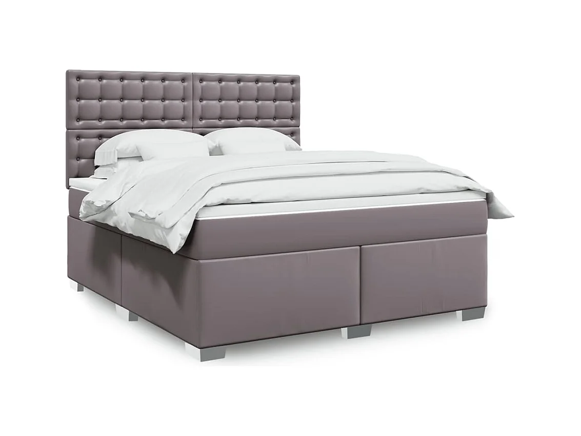 Sommier à lattes de lit avec matelas Gris 180x200 cm Similicuir