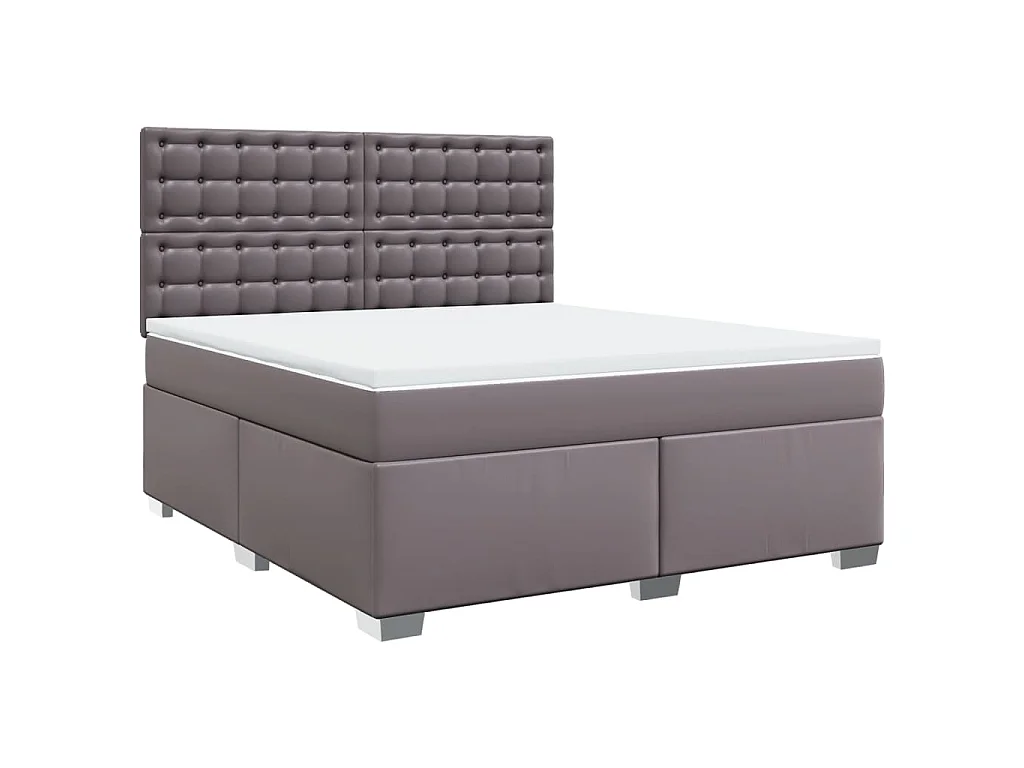 Cama com molas/colchão 180x200 cm couro artificial cinza
