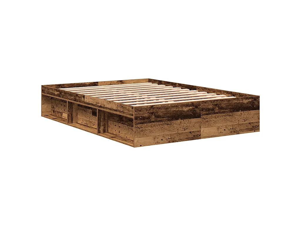 Estructura de cama sin colchón madera de ingeniería envejecida
