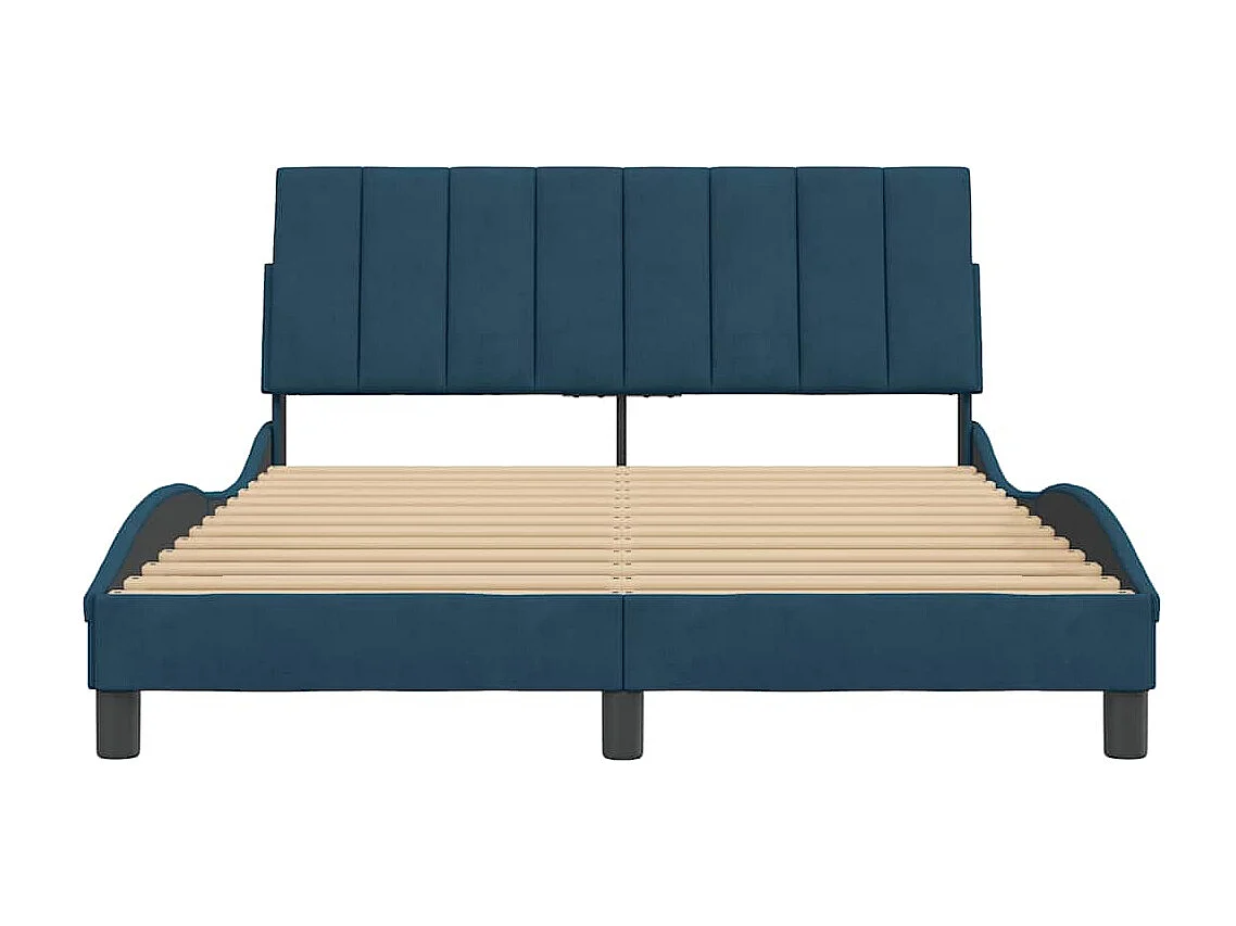 Bettgestell ohne Matratze "Hanko" Blau 140x190 cm Samt