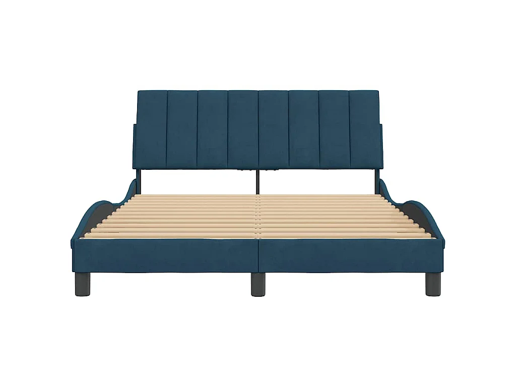 Bettgestell ohne Matratze "Hanko" Blau 140x190 cm Samt