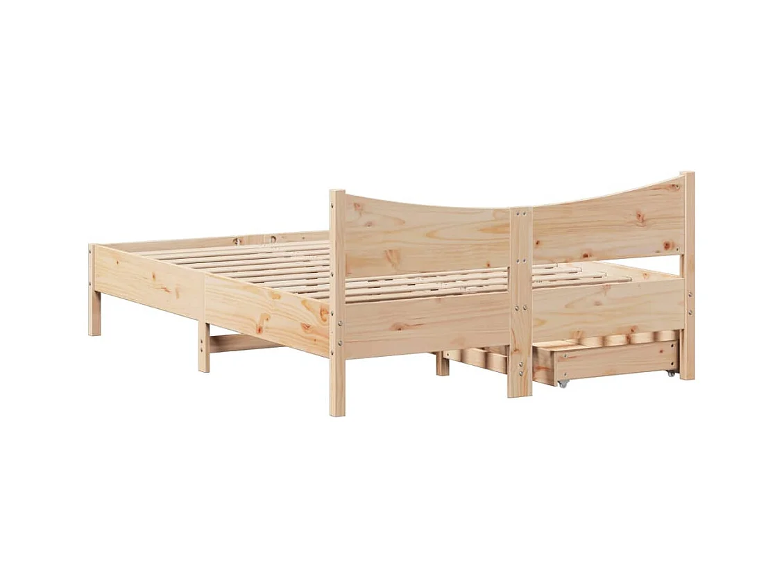 Cadre de lit avec tiroirs 140x200 cm bois de pin massif