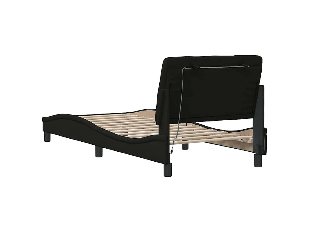 Giroletto con LED senza Materasso Nero 90x190 cm in Tessuto